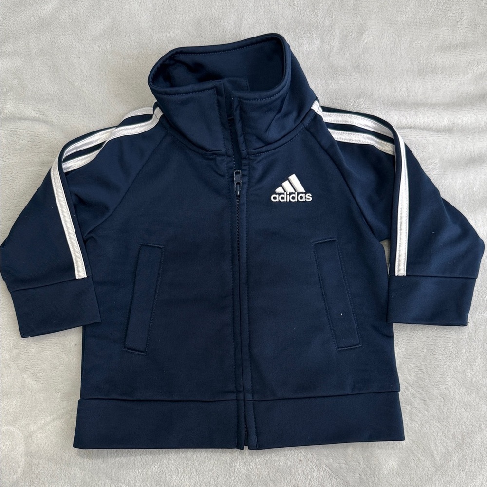 Adidas Dark Blue Kids' Jacket with White Accents